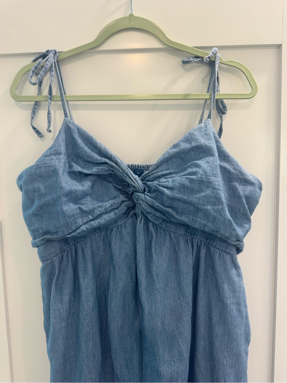 Old Navy Light Blue Chambray Knot-Front Jumpsuit - Picture 6 of 7